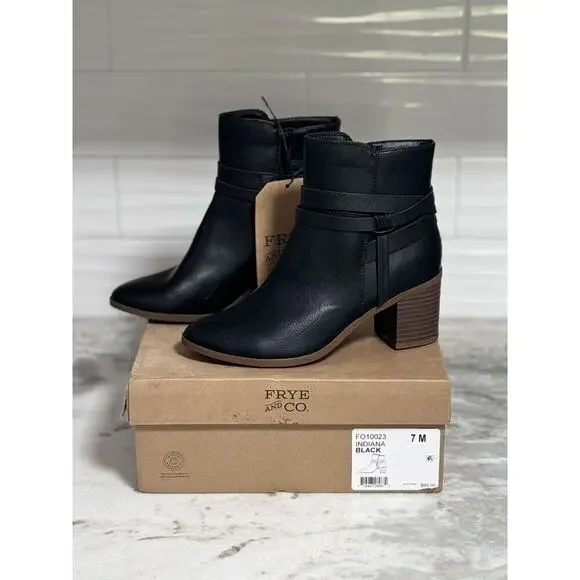 Frye Women’s Black Ankle Boots Size 7 M Indiana Black - Picture 3 of 11